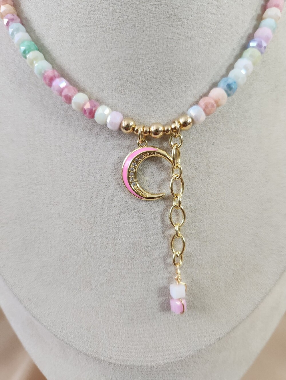 Cotton Candy Moon Charm Necklace - Picture 5 of 5